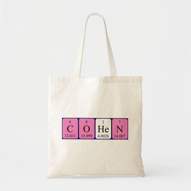 Bolsa Tote Cohen com nome de mesa periódico tote saco (Frente)