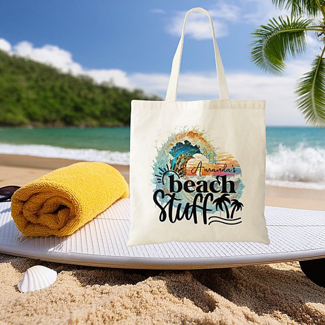 Bolsa Tote Coisas de praia personalizadas para pôr do sol da  (Criador carregado)