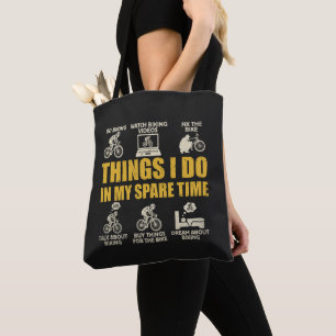 Bolsa Tote Coisas Divertidas de Ciclismo que Faço no Meu Temp