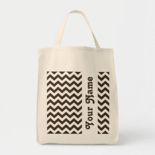Bolsa Tote Cola Safari Chevron com nome personalizável