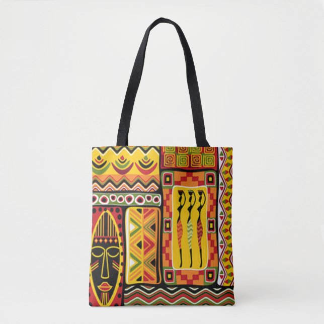 Bolsa Tote Colagem africana colorida do impressão do teste (Frente)