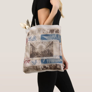Bolsa Tote Colagem Botânica de Samambaia em Estufa Vintage