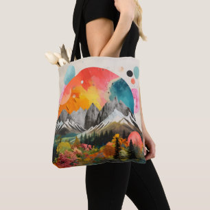 Bolsa Tote Colagem Colorida das Montanhas