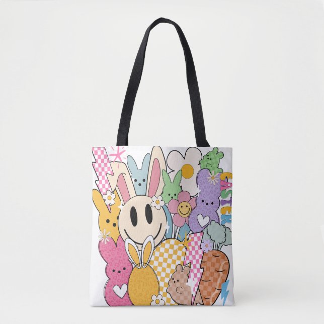 Bolsa Tote Colagem da Páscoa retrorativa (Frente)