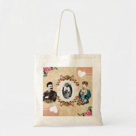 Bolsa Tote Colagem da safra Retro com rendas e flores