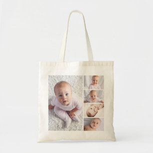 Bolsa Tote Colagem de 5 Fotos de Netos Personalizados