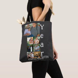 Bolsa Tote Colagem de 7 fotos personalizadas para 1º aniversá