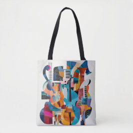 Bolsa Tote Colagem de abstrato de instrumentos musicais
