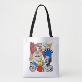 Bolsa Tote Colagem de Adesivos da Tunísia | Cultura Tunisiana
