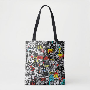 Bolsa Tote Colagem de Adesivos de Cinema Clássico Retro - Fi