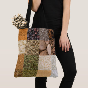 Bolsa Tote Colagem de especiarias e ingredientes de comida