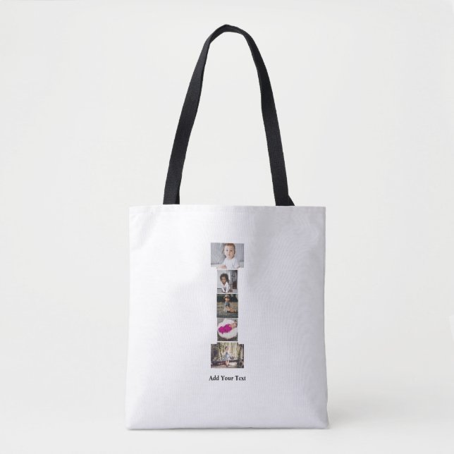 Bolsa Tote Colagem de Fotografias com design Carta I (Frente)