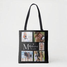 Bolsa Tote Colagem de Fotografias da Família Monograma Cinco