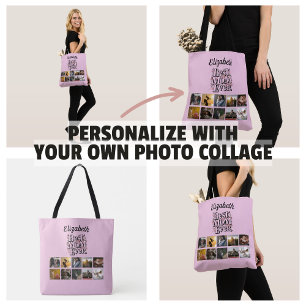 Bolsa Tote Colagem de Fotografias de Nome Melhor Mãe Sempre B