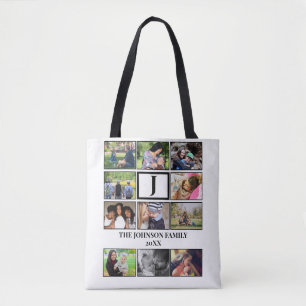 Bolsa Tote Colagem de Fotografias do Monograma 11 da Família 