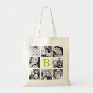 Bolsa Tote Colagem de Fotografias do Monograma Personalizado