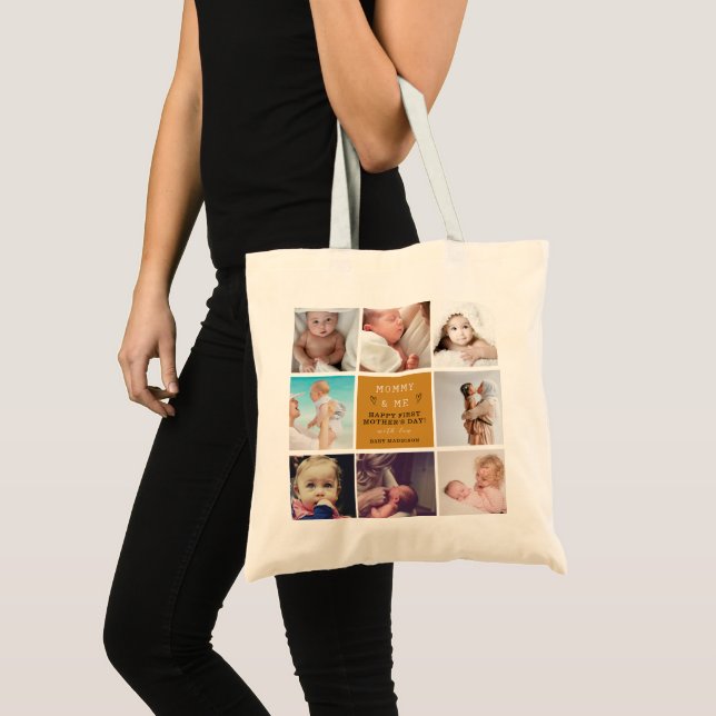 Bolsa Tote Colagem de Fotografias 'Mamãe & Me' Cuta 1rua Dia  (Frente (produto))