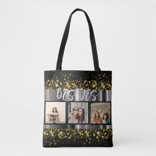 Bolsa Tote Colagem de Fotos Besties Melhores Amigos BFF Elega