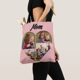 Bolsa Tote Colagem de Fotos da Família de Formas Cardíacas Co