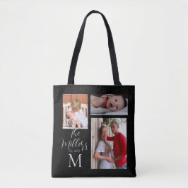 Bolsa Tote Colagem de Fotos da Família Monograma Personalizad