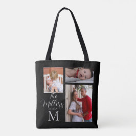 Bolsa Tote Colagem de Fotos da Família Monograma Personalizad