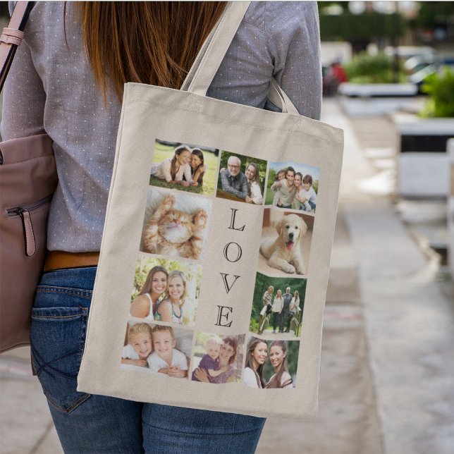 Bolsa Tote Colagem de Fotos de Amor Familiar (Criador carregado)