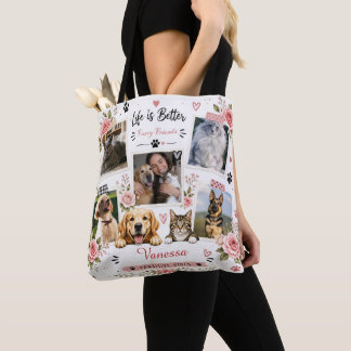 Bolsa Tote Colagem de Fotos de Animais de Estimação Personali