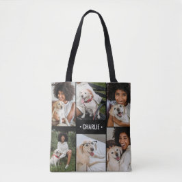 Bolsa Tote Colagem de Fotos de Cachorro Monogramada