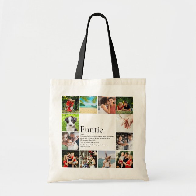 Bolsa Tote Colagem de Fotos de Definição de Tia Funtie Auntie (Frente)