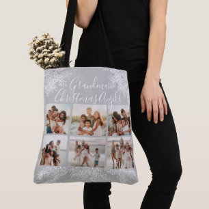Bolsa Tote Colagem de Fotos de Natal Personalizada da Vovó