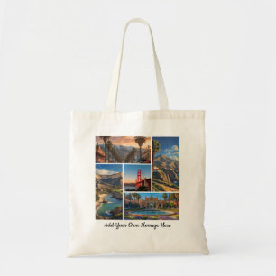 Bolsa Tote Colagem de Fotos de Viagem de Pontos Turísticos Pe