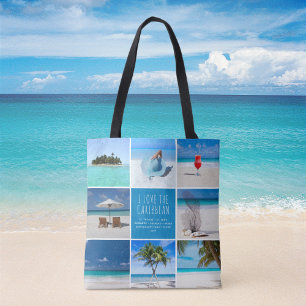 Bolsa Tote Colagem de Fotos de Viagem Personalizada para Dest