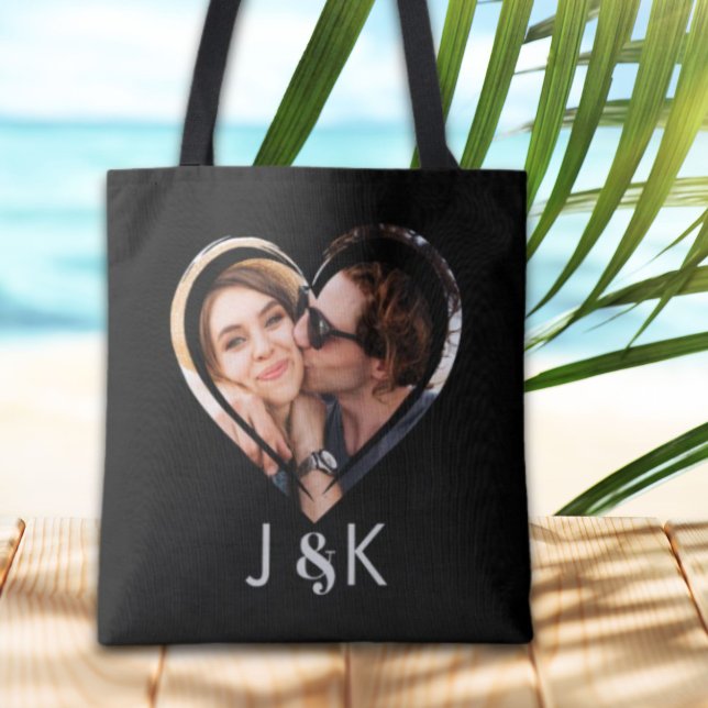 Bolsa Tote Colagem de fotos do Casal do Namorado namorada (Girlfriend Boyfriend Dating Couple Photo Collage Tote Bag)