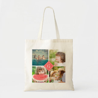 Bolsa Tote Colagem de Fotos do Instagram de Monograma de Cora