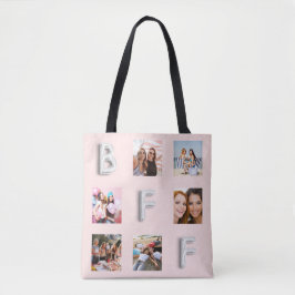 Bolsa Tote Colagem de fotos em branco rosa dourado do amigo