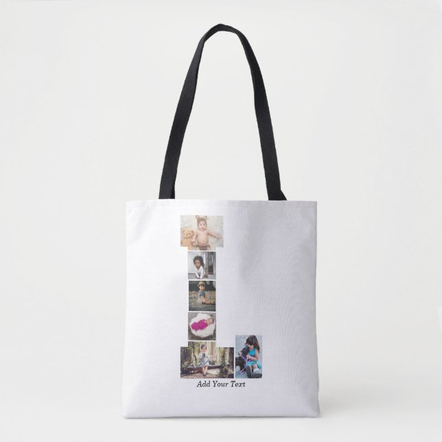 Bolsa Tote Colagem de Fotos em Preto e Branco L (Frente)
