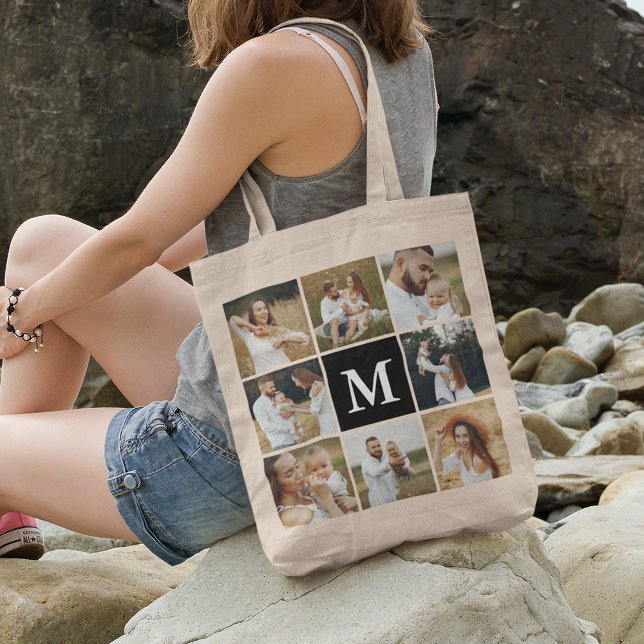 Bolsa Tote Colagem de Fotos Moderna 8 Personalizada (Criador carregado)