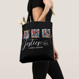 Bolsa Tote /Colagem de Fotos Moderna Black White Bestie 3