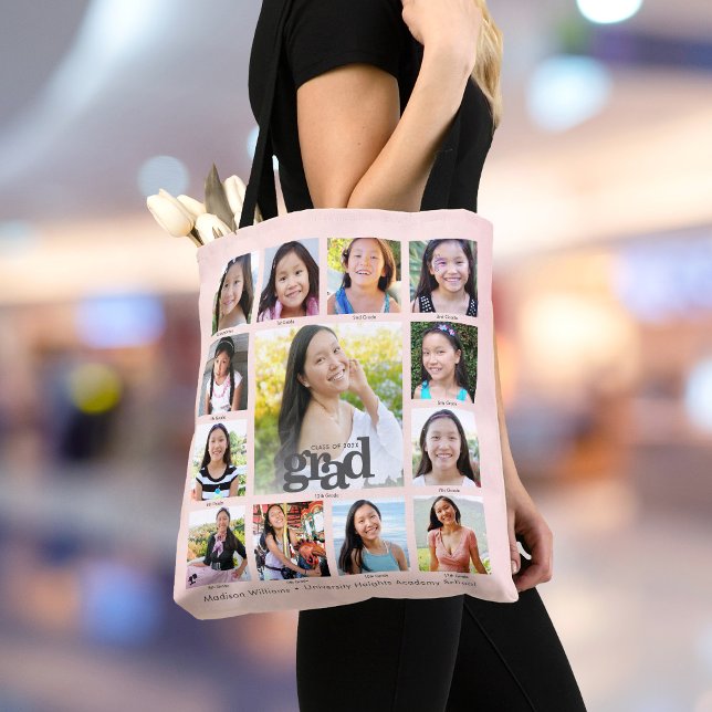 Bolsa Tote Colagem de Fotos Moderna do K-12 para Graduação Co (Criador carregado)