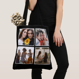 Bolsa Tote Colagem de Fotos Moderna dos Melhores Amigos para 