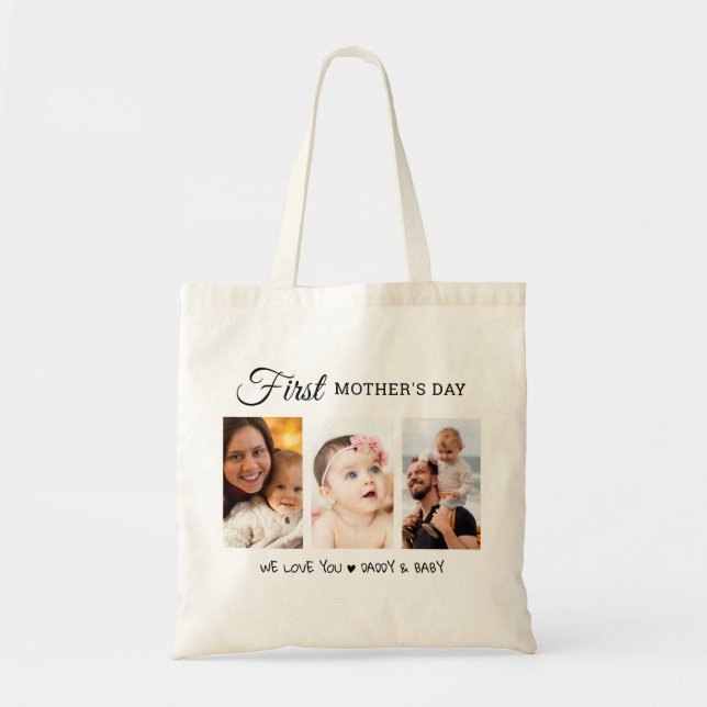 Bolsa Tote Colagem de Fotos Personalizada do Primeiro Dia da  (Frente)