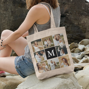 Bolsa Tote Colagem de Fotos Personalizada Moderna 8