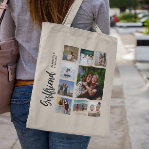 Bolsa Tote Colagem de Fotos Personalizadas para Namorada 9 Fo