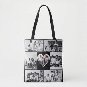 Bolsa Tote Colagem de Fotos Preta e Branca 7