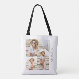 Bolsa Tote Colagem de Fotos Simples e Moderna com Nome