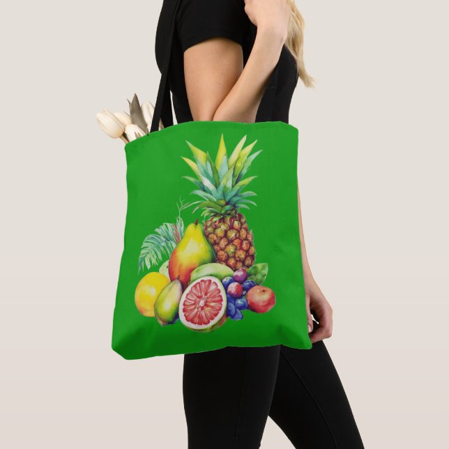Bolsa Tote Colagem de Frutas Tropicais (Close Up)