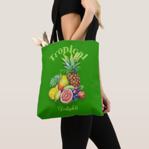 Bolsa Tote Colagem de Frutas Tropicais