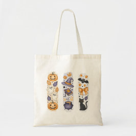 Bolsa Tote Colagem de Halloween - Abóbora, Fantasmas, Bruxa,