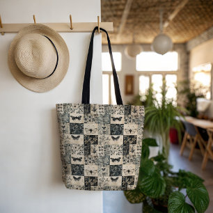 Bolsa Tote Colagem de Halloween Vintage Moth & Botanage Grung