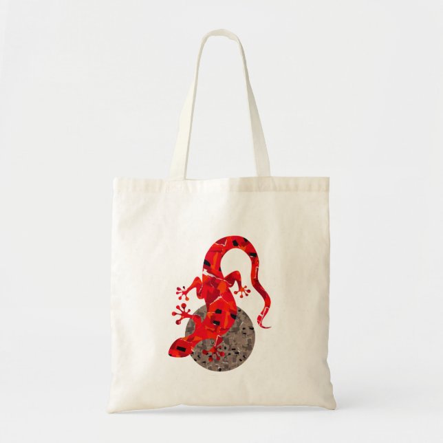 Bolsa Tote Colagem de Lagarto Vermelho (Frente)